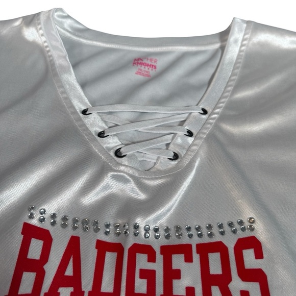 Knights Apparel Wisconsin Badgers Womens Size 2XL Jersey Shirt w/ Rhinestones - Picture 3 of 13